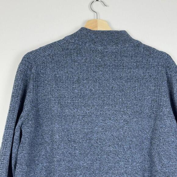 Daniel Hechter Men Sweater 1/4 Zip Blue Pullover Knit 100% Cotton Formal Casual - Picture 9 of 10